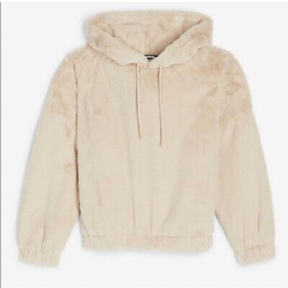 EXPRESS Faux Fur Hoodie Sz M - Picture 1 of 3